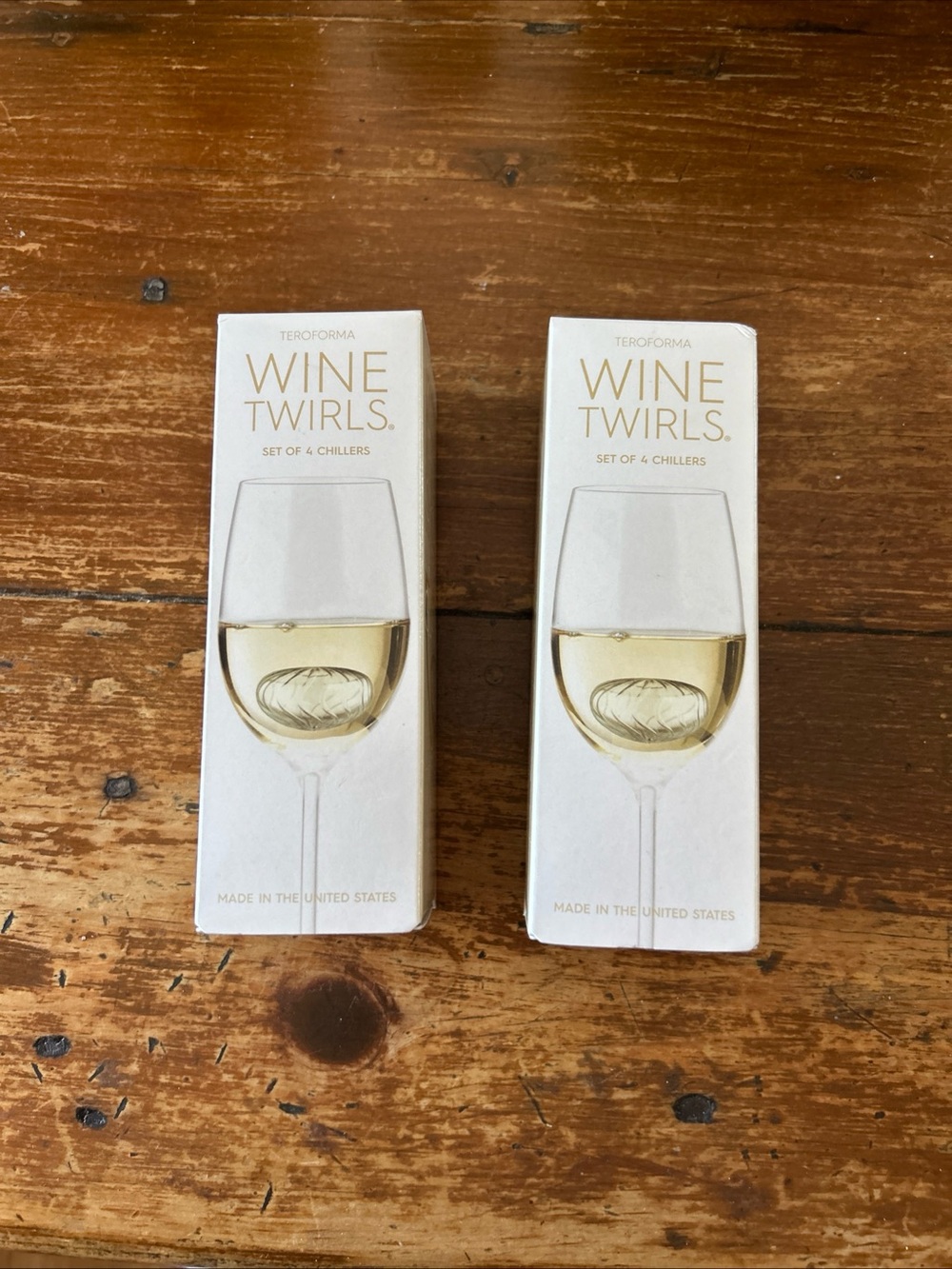 2 boxes Wine Twirls Wine Chillers - White (each box quantity of 4) SEALED